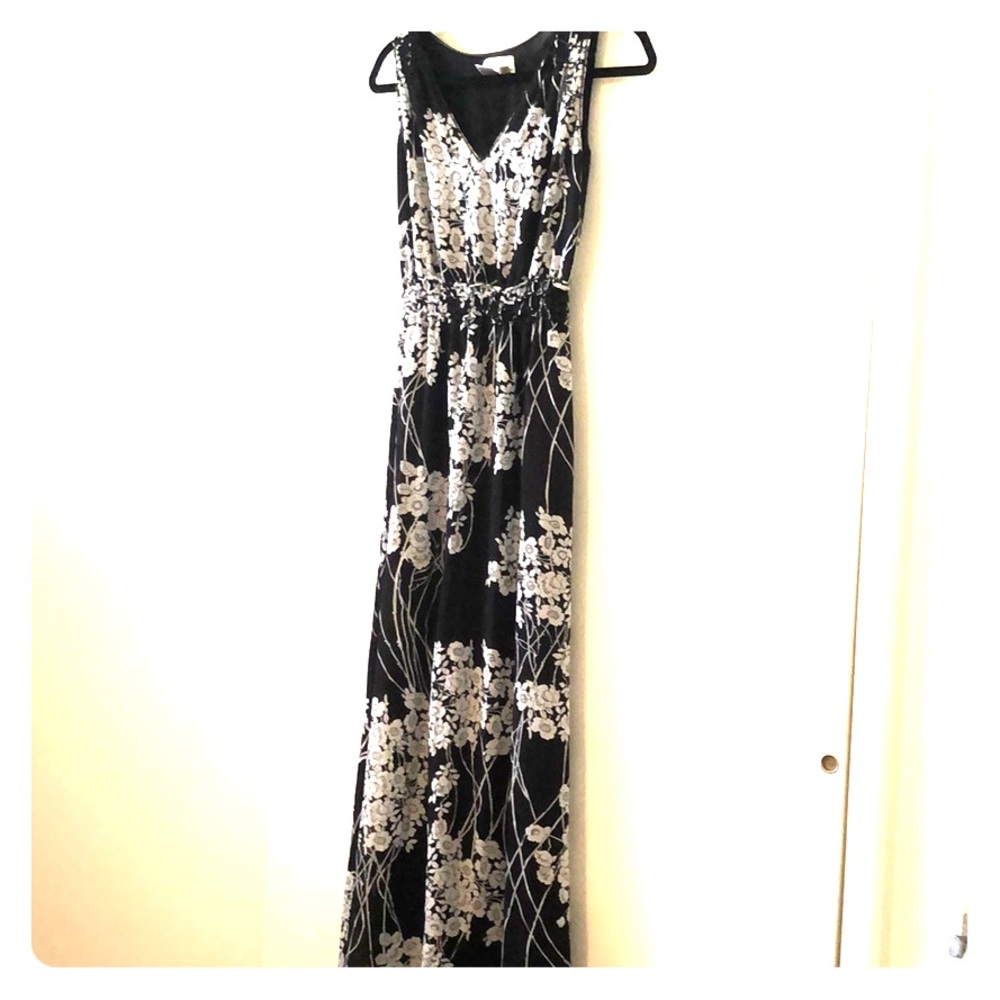 Black with white floral maxi dress